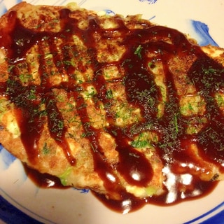 モッチモチ！！☆たこ焼き粉で豆腐入りお好み焼き